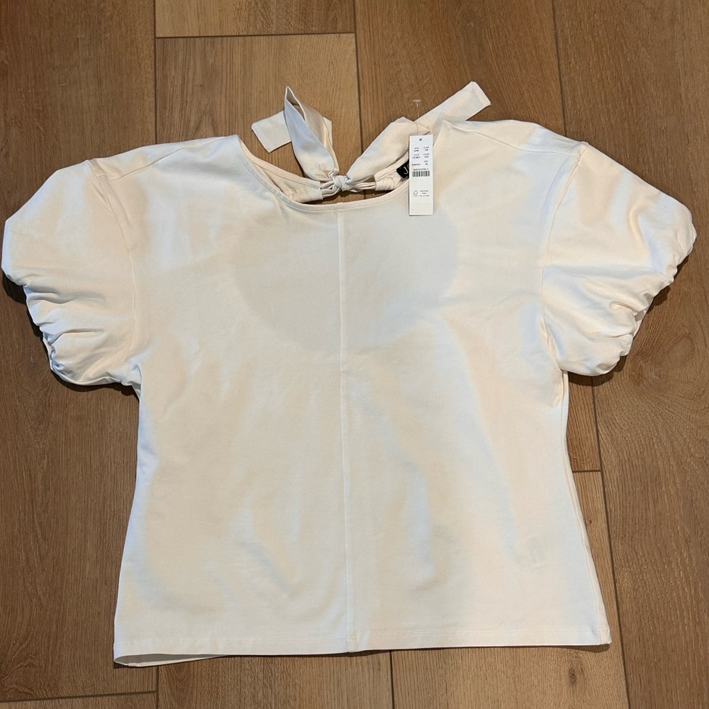 NWT J. Crew Short Puff Sleeve Open Back Blouse